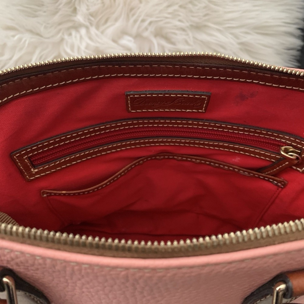 Dooney Bourke Pebble Grain Zip Satchel Leather Handbag Purse Pink READ - Picture 6 of 10